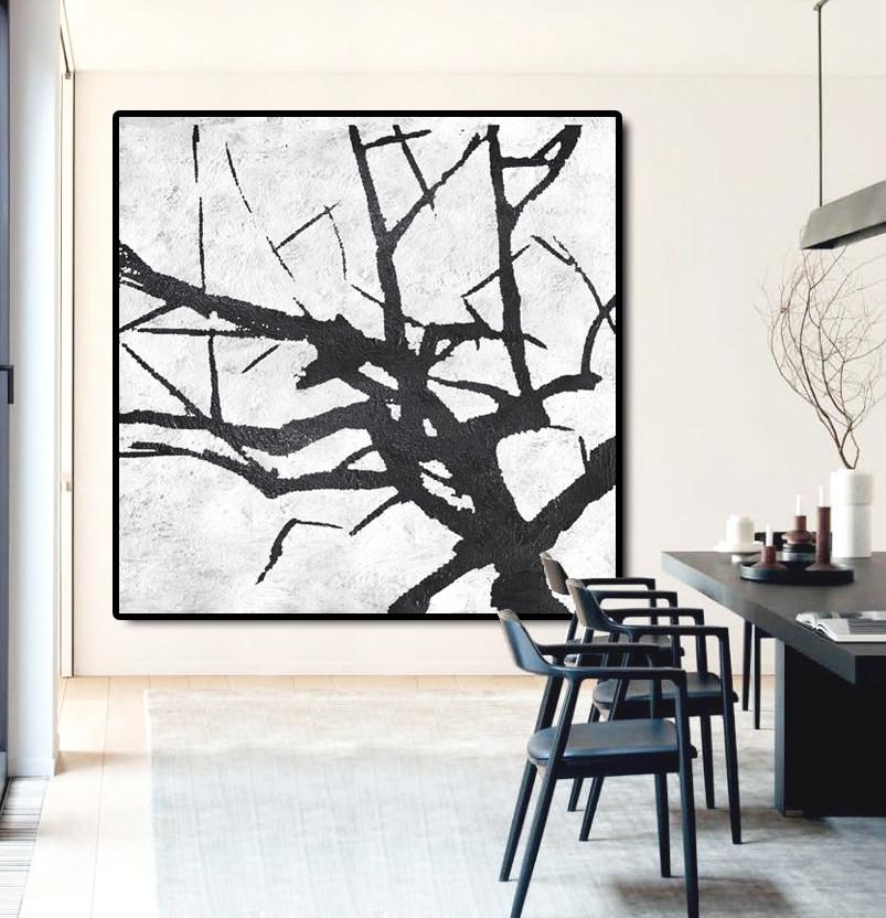 Minimal Black and White Painting #MN6A - Click Image to Close